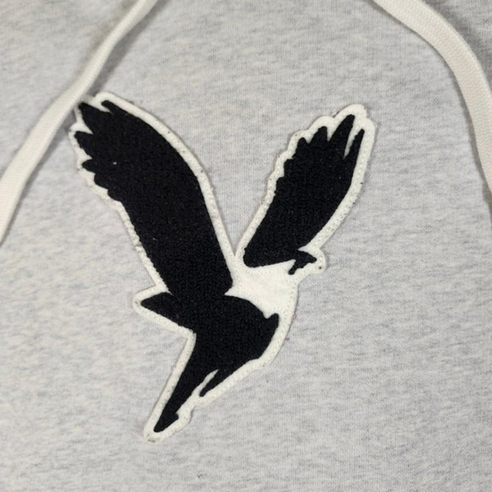 American Eagle Outfitters Hoodie Gray Bird Logo Pullover Sweatshirt Mens M - Picture 6 of 11